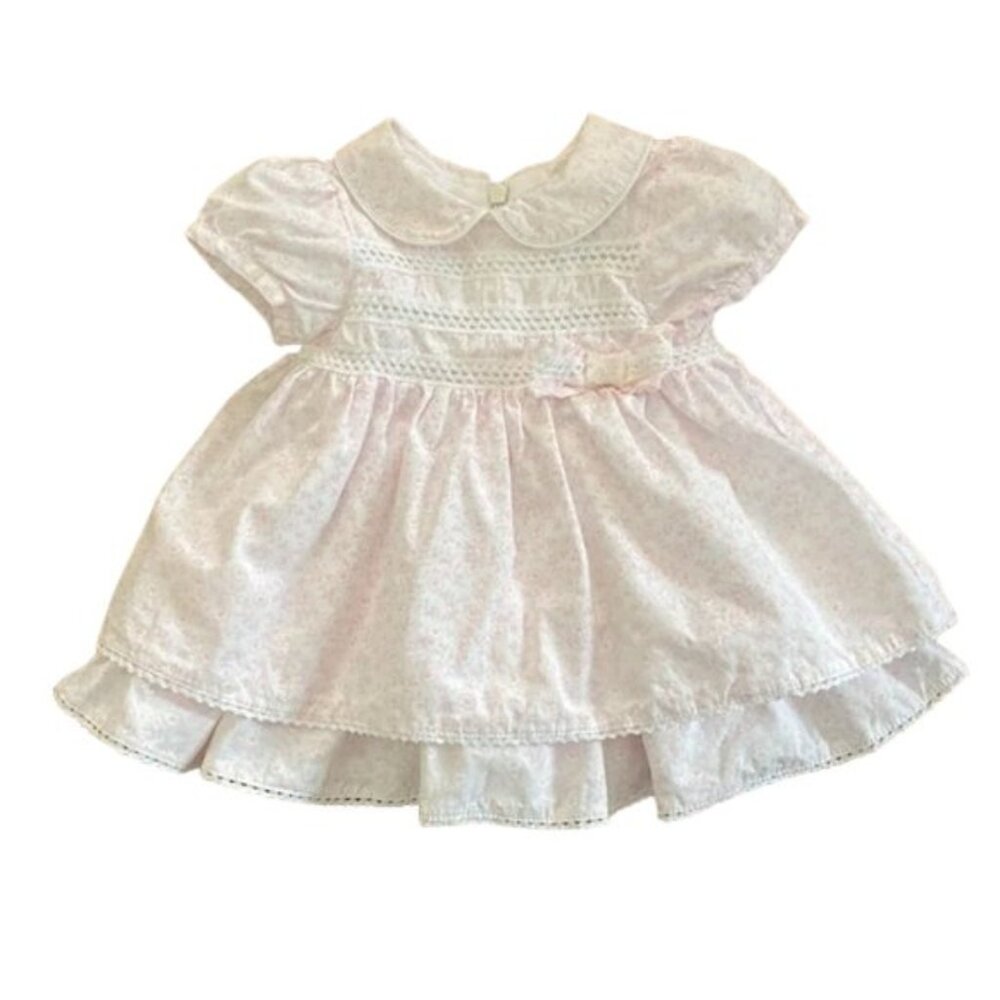 The Children's Place Floral Lace Peter Pan Collar Cotton Tiered Dress 0-3 M